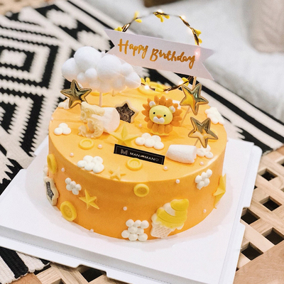 小狮子生日蛋糕装饰摆件