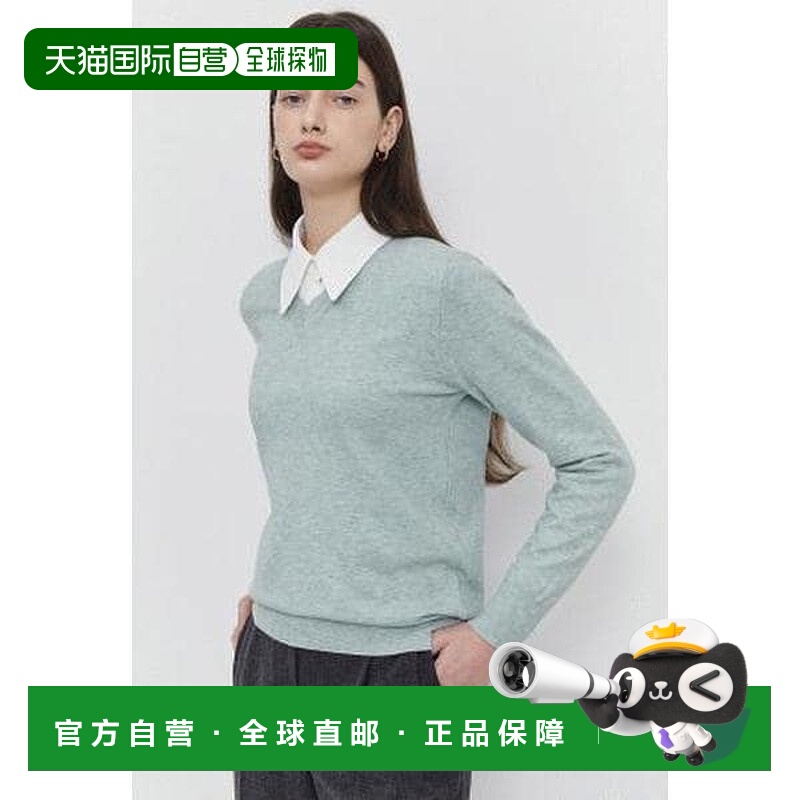 韩国直邮THE IZZAT TheiJust 女式后扣饰边 V 领套头针织衫 INAM1