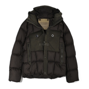 韩国直邮Ten C羽绒服男女款橄榄褐色连帽拉链保暖简约日常时尚