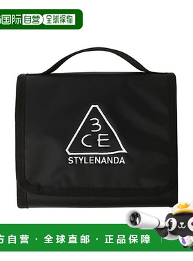 自营 3CE 便携大容量多功能化妆包 时尚百搭简约潮流设计 黑色