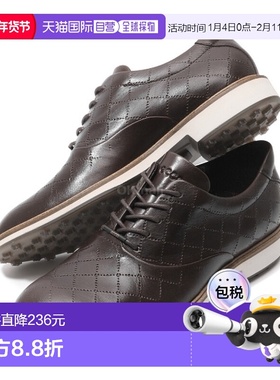 韩国直邮Ecco爱步男款无钉高尔夫球鞋棕皮质平底110214-01178