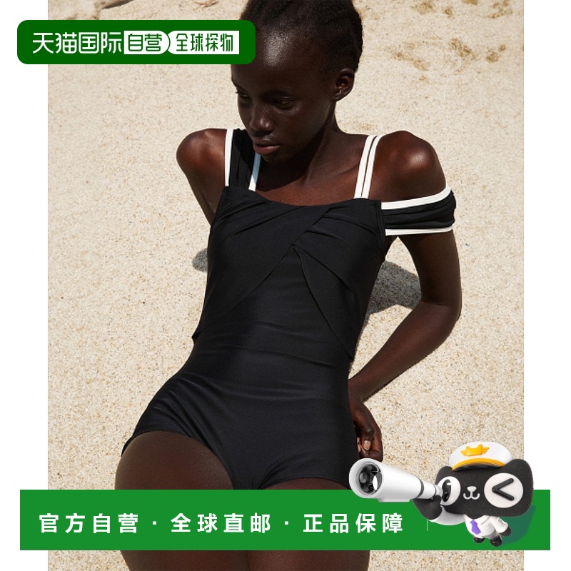 韩国直邮RE RHEE 女士连体泳衣RP2OPF601-0-BK ASYMMETRIC SHOULDE