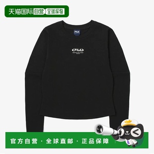 斐乐FS2RLG3151F 韩国直邮FILA T恤 半开胸小徽标长袖 BLK 惠拉女式
