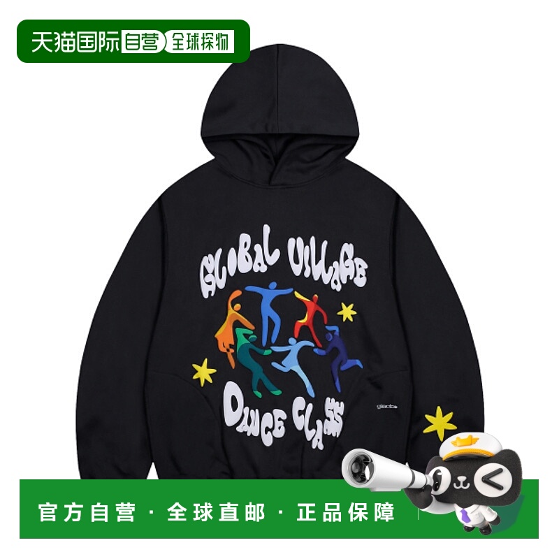 韩国直邮GLACK 公用连帽衫GHD011BK纯棉正品潮牌舒适百搭时尚休闲