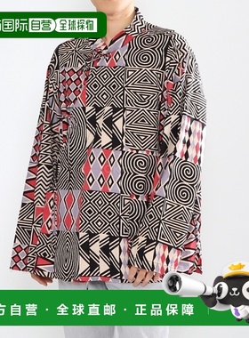 韩国直邮Engineered Garments 西藏衬衫 黑色/粉色非洲印花 长袖