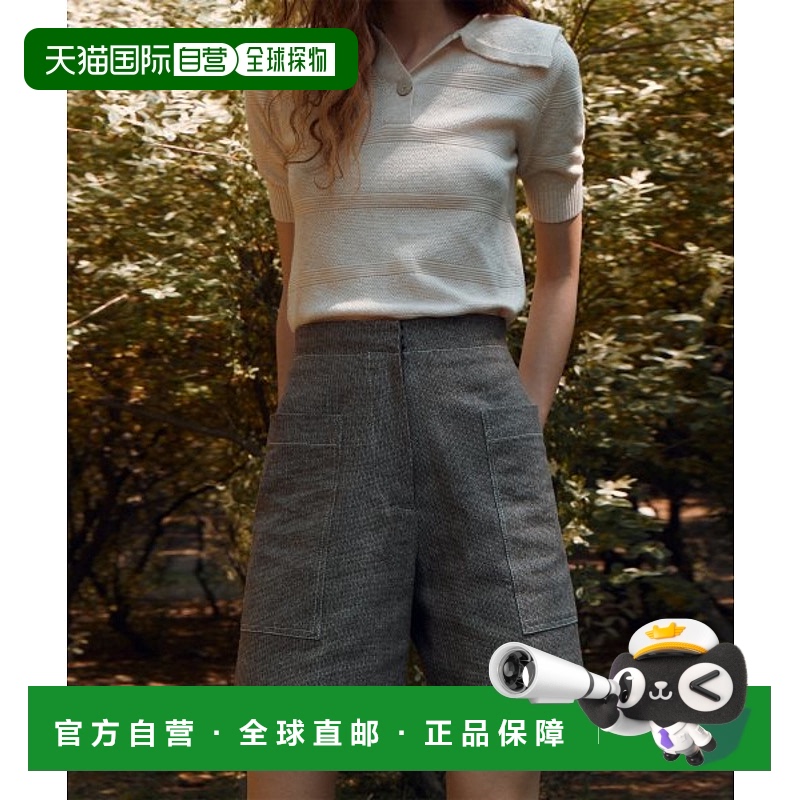 韩国直邮RE RHEE 女士短裤RO2SLO079-0 LINEN BLEND OVERSIZED POC