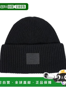 韩国直邮Acne Studios 25FW 大脸贴布羊毛帽 黑色 C40425 900帽子
