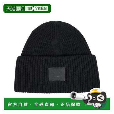 韩国直邮Acne Studios 25FW 大脸贴布羊毛帽 黑色 C40425 900帽子
