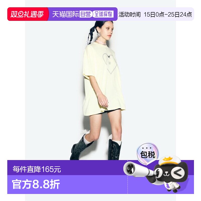 韩国直邮ASIF CALIE 女士女装T恤CA24AST003YE LACE HEART OVERSIZ