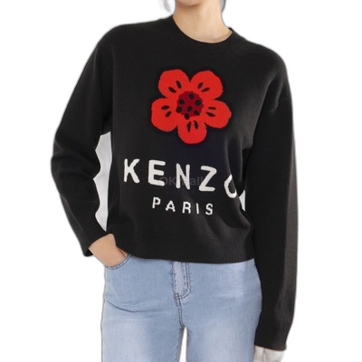 韩国直邮KENZO FE6 2PU490 3LD 99J 圆领针织衫前幅标志性皱褶花