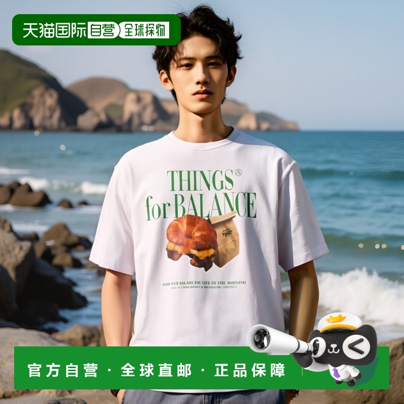 韩国直邮AECA WHITE 男士T恤AWCMSSBBTTSSO007A2WA MORNING CAFE