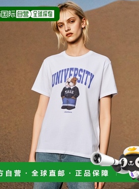 韩国直邮YALE (22SS) PREPPY UNIVERSITY DAN TEE WHITET恤YC3SS7