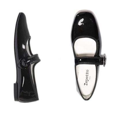 韩国直邮Repetto休闲鞋女款黑色亮面方头柔韧舒适耐穿V4141V410