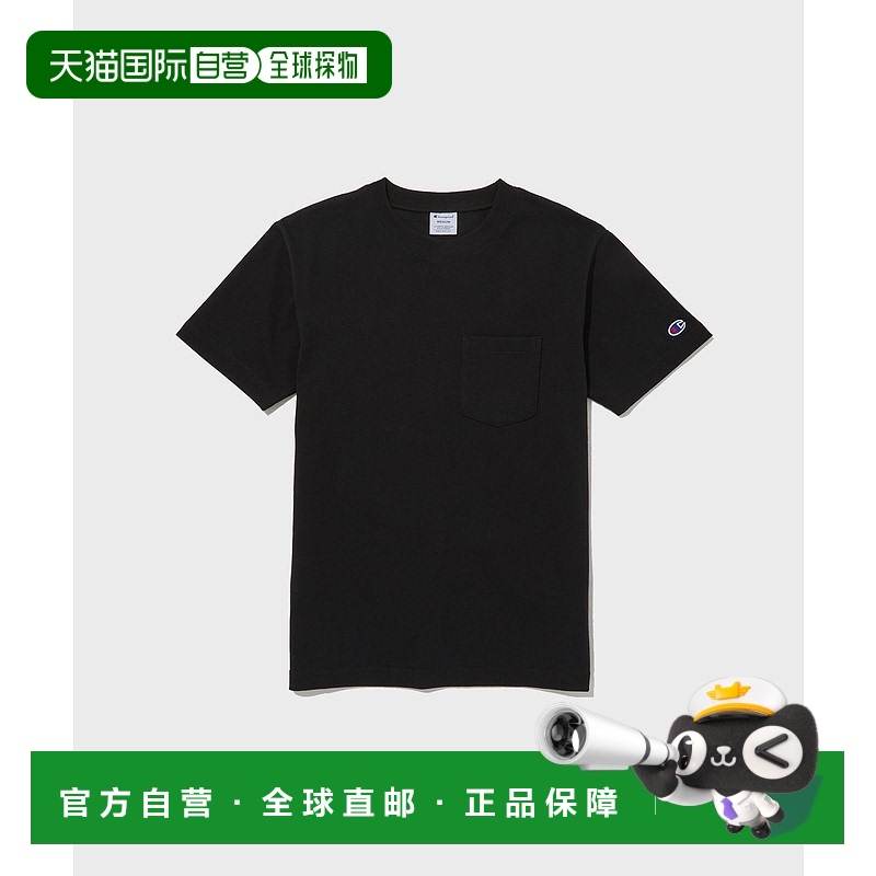 韩国直邮Champion SS24 口袋徽标短袖T恤 男女同款 黑色