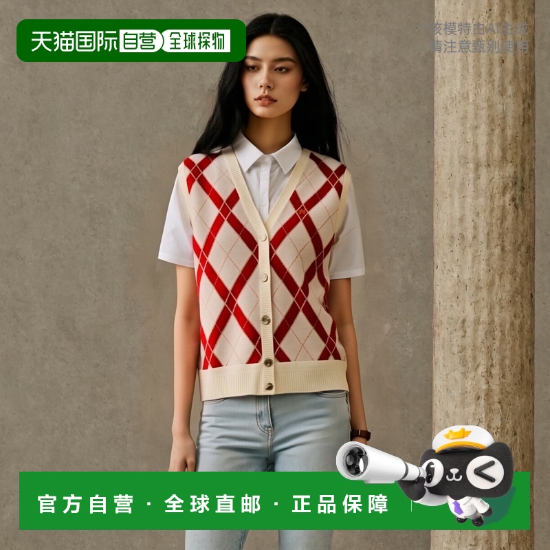 韩国直邮MALBON GOLF 女士棉马甲M4322PKV11CRM Pattern Botton Ve