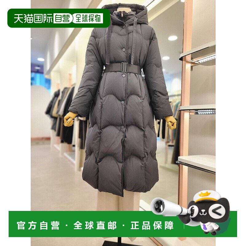 韩国直邮[ITMICHAA] 女士 水纹 车线 双层 开襟 鹅绒 长款羽绒服(