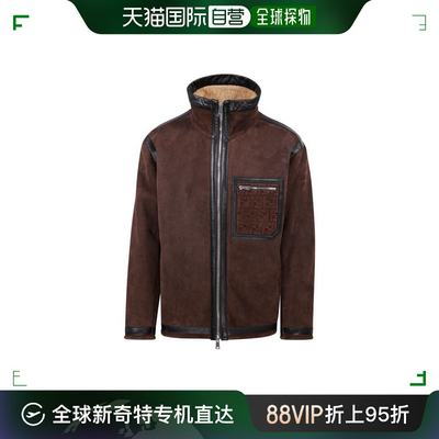 韩国直邮FENDI23FW皮夹克男FM0222 AO9MF0BBK BROWN