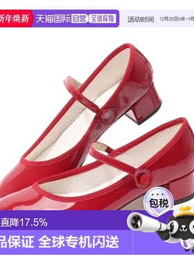 韩国直邮Repetto乐福鞋高跟鞋女款红色漆面皮革浅口扣带时尚百搭