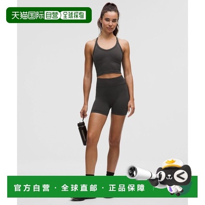 韩国直邮lululemon Get Low HR 训练短裤 5 - 黑色/绿色紧身裤
