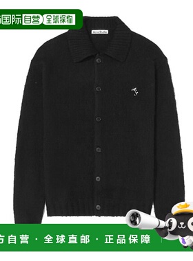 韩国直邮Acne Studios 23FW 徽标刺绣羊毛领开衫 黑色 B60294 900