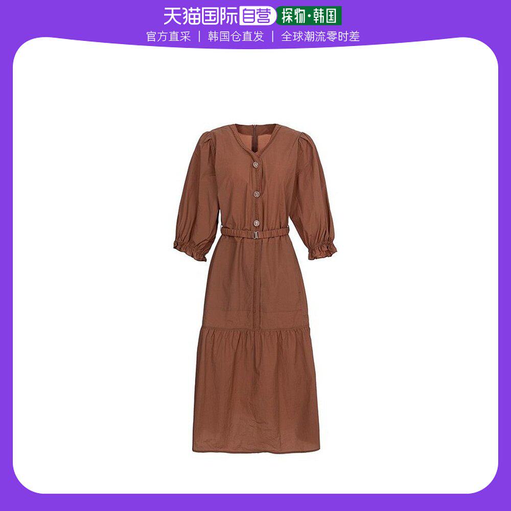 韩国直邮BESTIBELLI 连衣裙 袖子捏褶装饰V领腰带连衣裙 EO2522CA