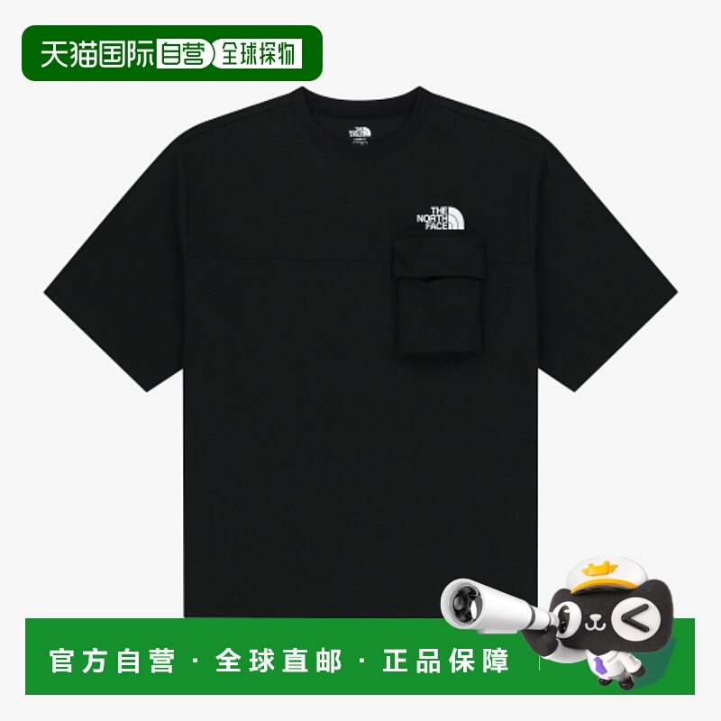 韩国直邮北面THE NORTH FACE 纯色圆领宽松口袋短袖T恤 男款 黑色