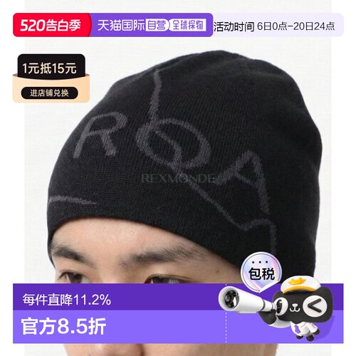 韩国直邮ROA 徽标羊毛帽 (帽子冷帽) RBUW288YA12-BLK0001针织帽