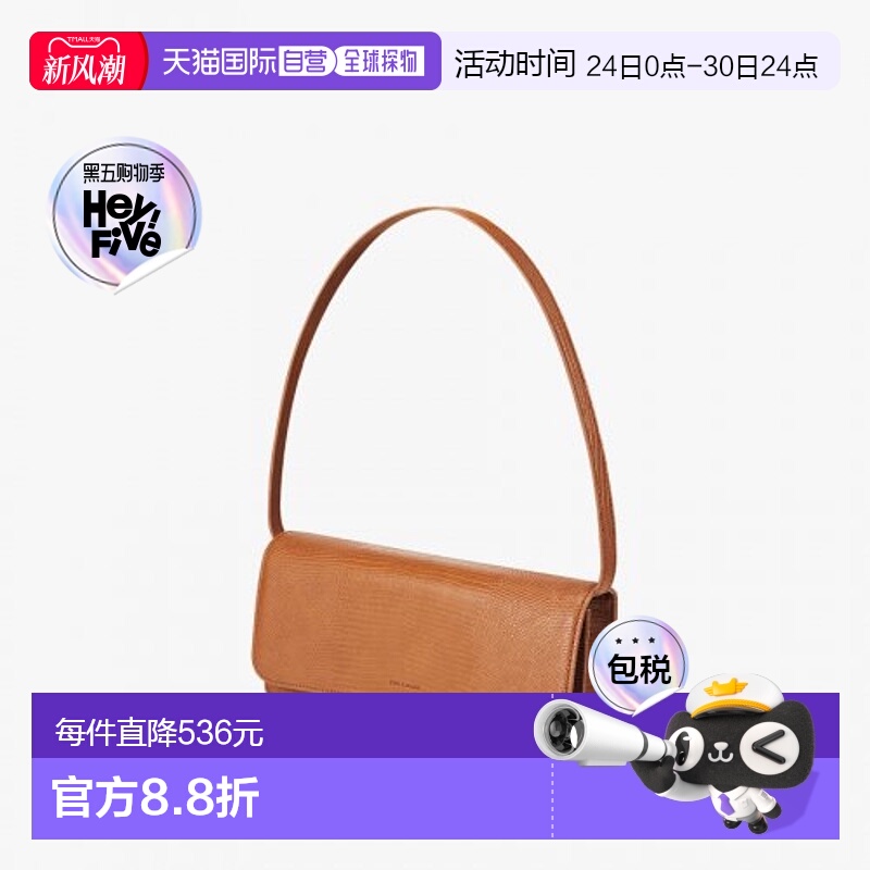 韩国直邮FIND KAPOOR单肩手提通勤时尚翻盖女包简约棕色法棍包 10