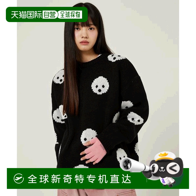 韩国直邮WAIKEI韩国小众设计师狗狗图案时尚日常舒适毛衣YK23FWKN