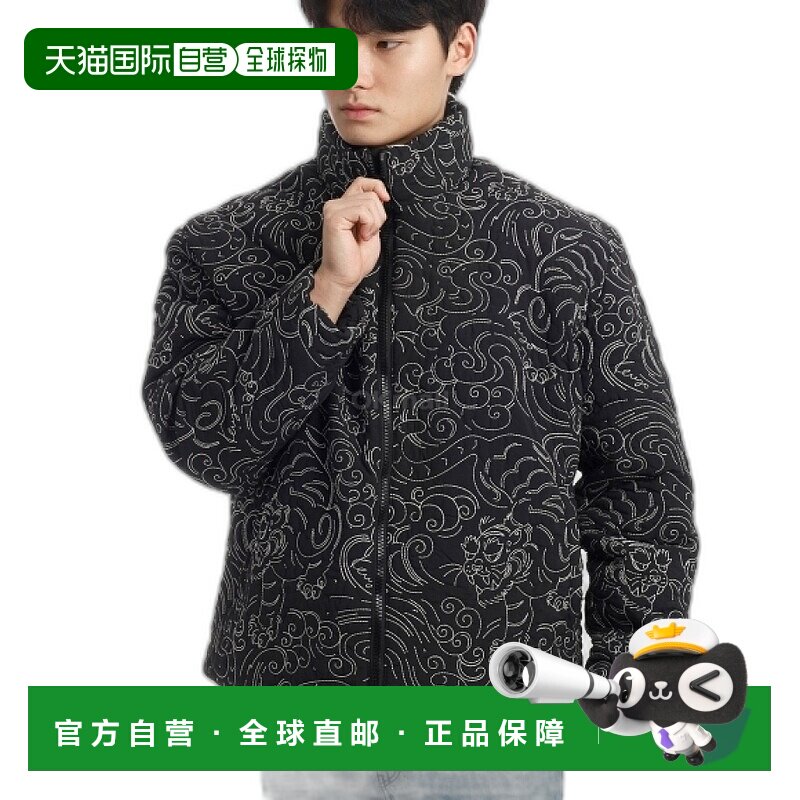 韩国直邮KENZO祥云纹印花高龄羽绒服男款黑色拉链长袖外套秋冬