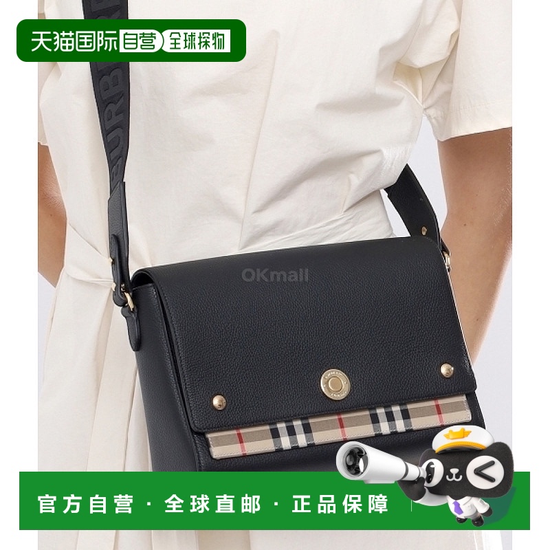 韩国直邮BURBERRY女士复古格纹Note牛皮邮差包单肩包 (8021110)