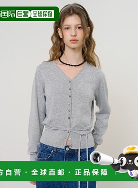 韩国直邮ANEDIT D Viscos Vneck 绳纹开衫_灰色羊毛