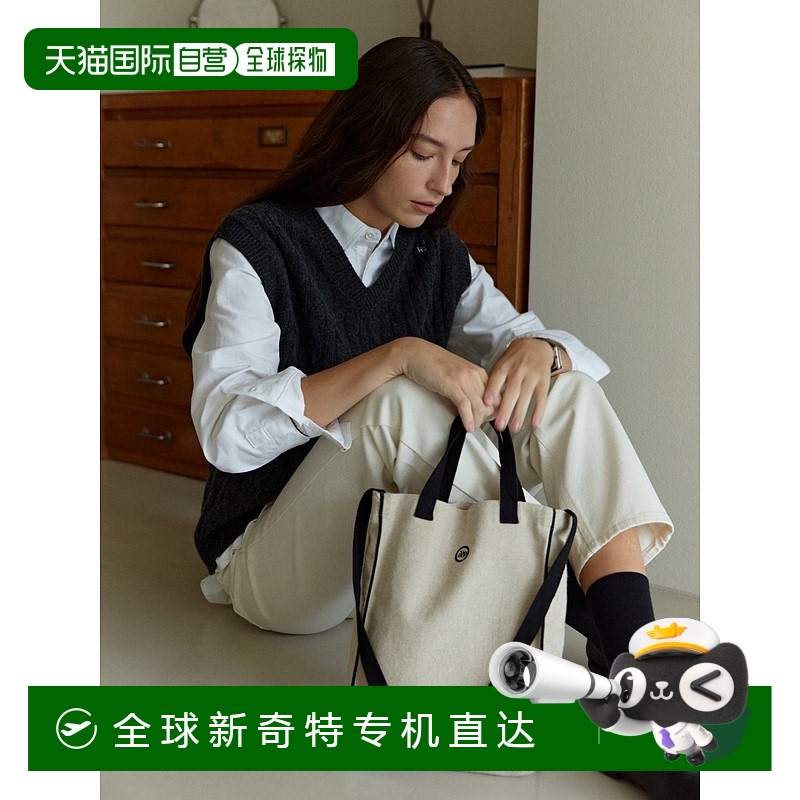 韩国直邮Depound单肩包男女款黑色帆布可斜挎敞口大容量休闲通勤