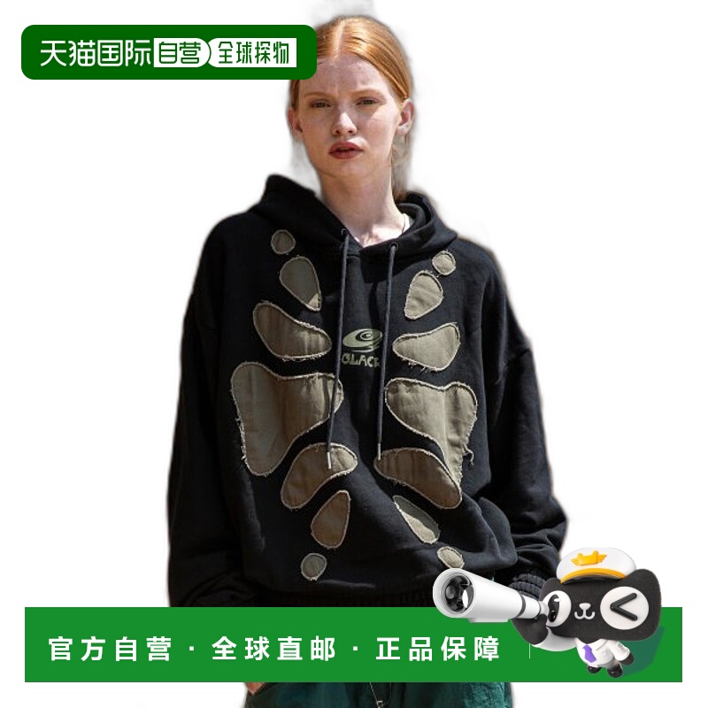 韩国直邮GLACK 公用连帽衫GHD003BK纯棉