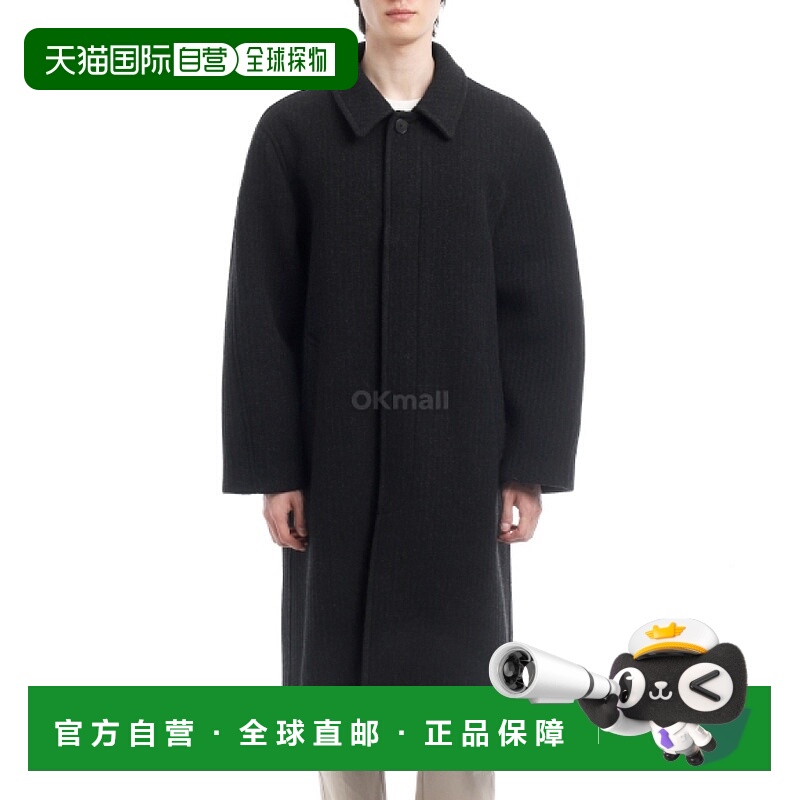 韩国直邮AURALEE 海绵粘合宽边羊毛立领大衣 黑色 (A25AC01MA) 外