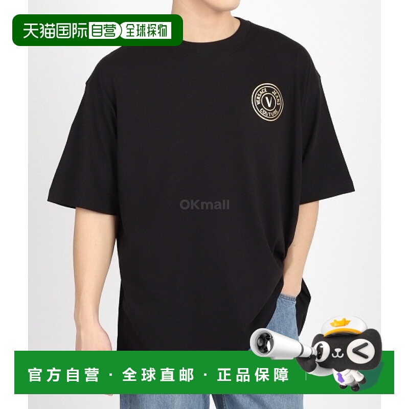 韩国直邮VERSACE V 字徽章 T 恤 (76GAHT03 CJ00T G89) 短袖 圆形