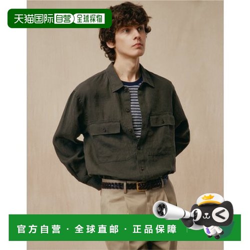 韩国直邮HAZZYS 赫奇斯卡其色亚麻男士外套衬衫 (HZSH5B309K3)