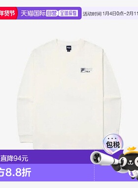 韩国直邮FILA 轮子长袖 T 恤 KQC FS2RLG3102X-SWH 白石图案长袖