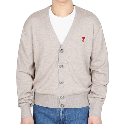 韩国直邮AMI HKC111 KN0025 271 开襟衫 美丽诺羊毛 心形标志开衫