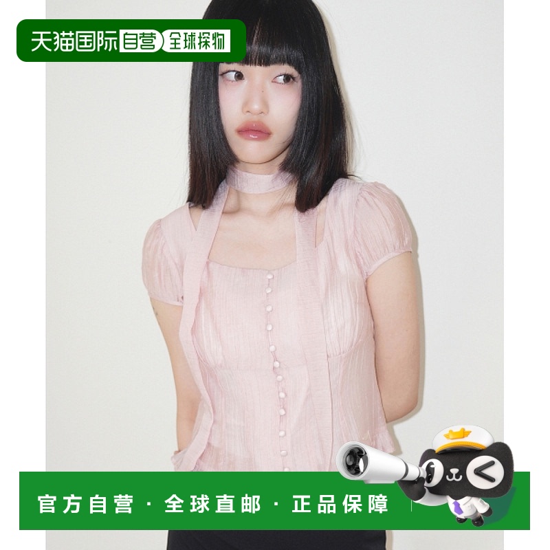 1h可退 韩国直邮illigo  衬衫蕾丝短袖泡泡袖