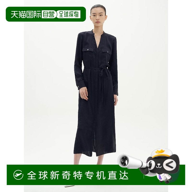 韩国直邮Theory 女士纺织品缎面实用衬衫连衣裙-Nocturne Navy FW