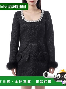 韩国直邮Self-Portrait 纹理金属迷你连衣裙 (RS25068SB-黑色) 一