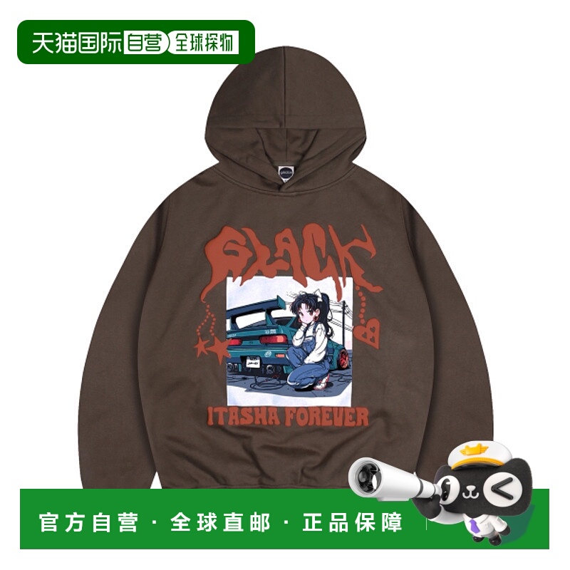 韩国直邮GLACK 公用连帽衫GHD019BR纯棉正品潮牌舒适百搭时尚休闲