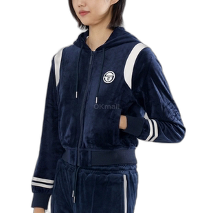 韩国直邮Sergio Tacchini Veneto 天鹅绒拉链连帽衫 (STF24W51006
