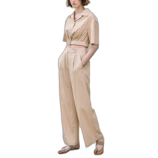 韩国直邮LOEUVRE正品 女装休闲裤301722310Crease Wide Pants SW2