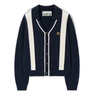 韩国直邮SATUR设计师款大气简约日常休闲个性毛衣SA23FWMK14NV