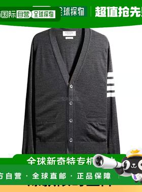 韩国直邮Thom Browne汤姆布朗TB开襟衫成人款MKC002A羊毛V领灰色