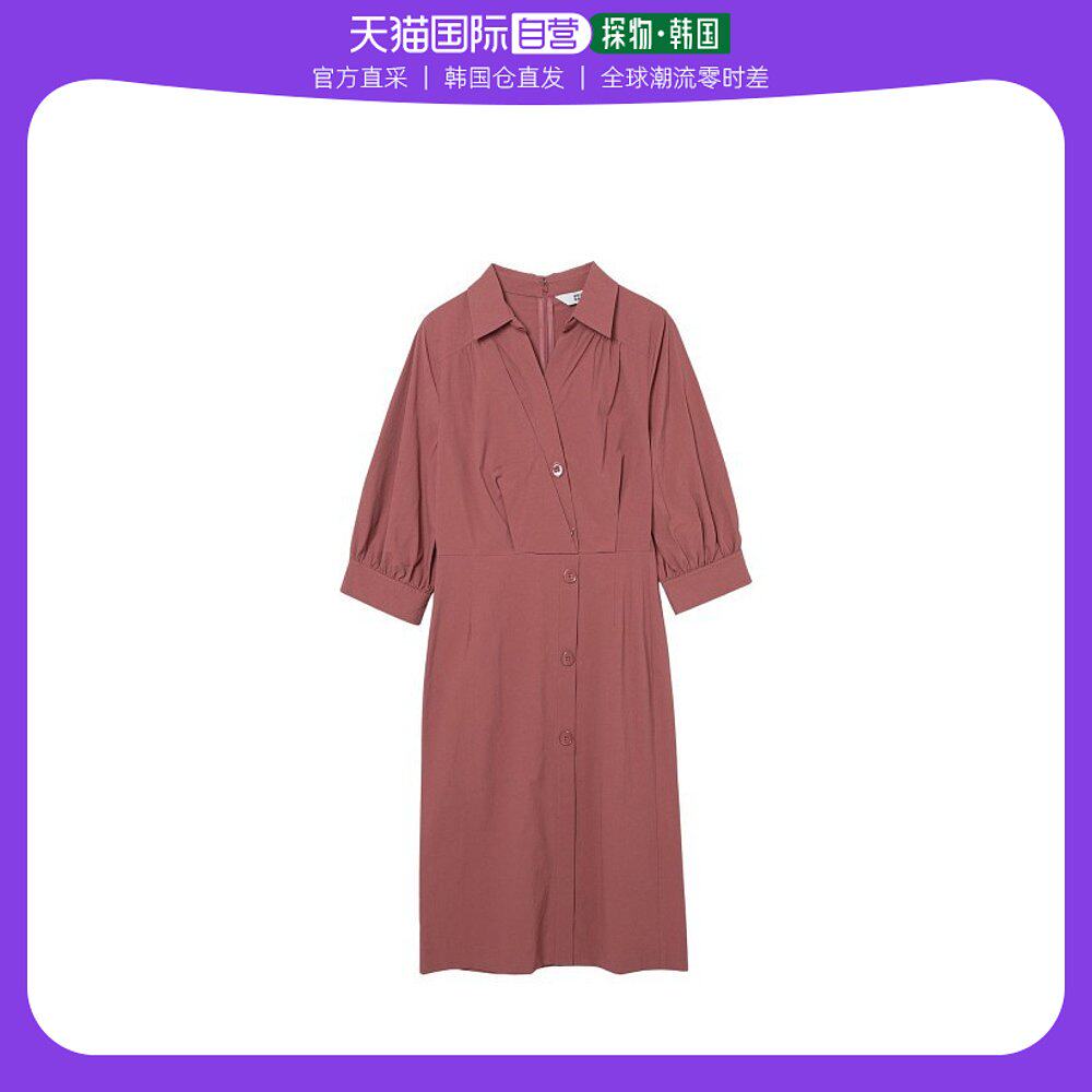 韩国直邮BESTIBELLI 连衣裙 捏褶开口领子衬衣型连衣裙 BEOAE2543