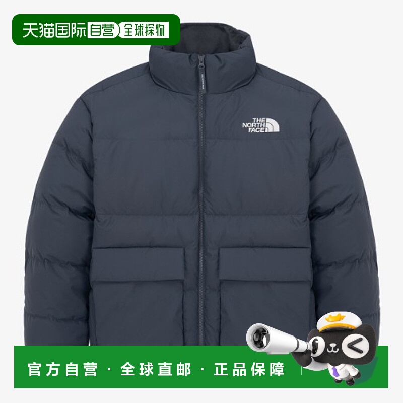 韩国直邮北面THE NORTH FACE 纯色休闲百搭拉链立领羽绒外套深灰