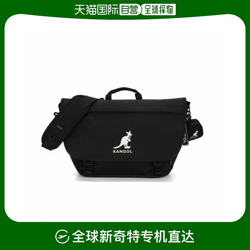 韩国直邮kangol 袋鼠标志翻盖邮差包斜挎包 黑色 mb2069bk帽子